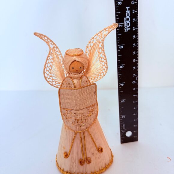 Folk Art Straw Angel Choir Figurines Set Vintage Raffia Christmas Angels Decor - Picture 9 of 11